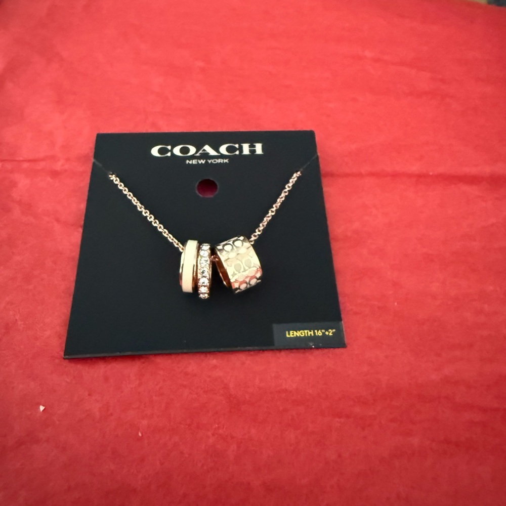 NWT Coach Gold and white crystals Necklace - Picture 6 of 8